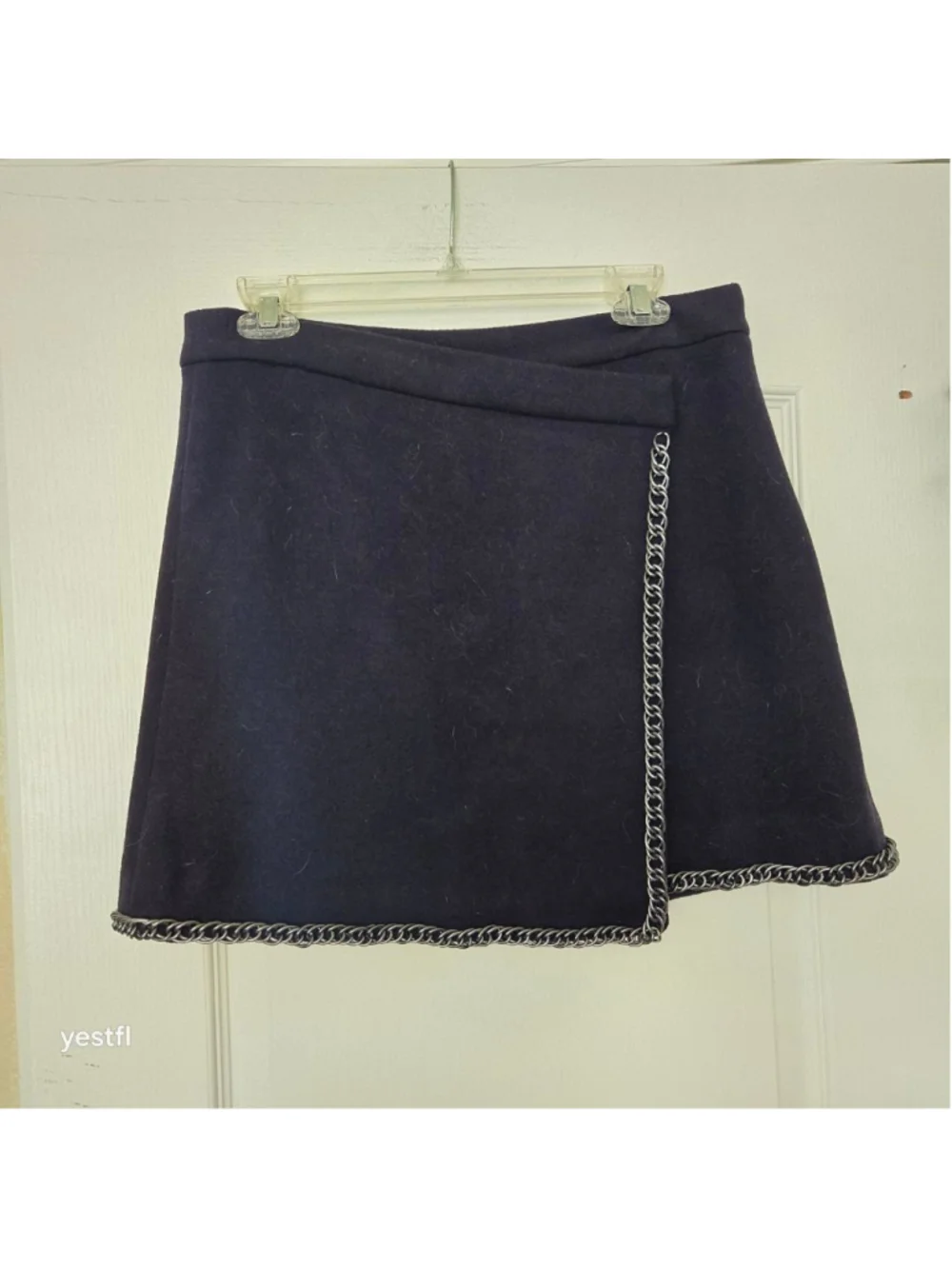 Nwt Tory Burch Brenda Navy Chain Trim Wrap Mini Skirt Size 8